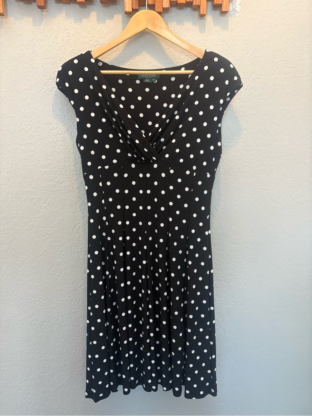 Ralph Lauren Black & White Polka Dot Midi Dress 10 Petite NWOT